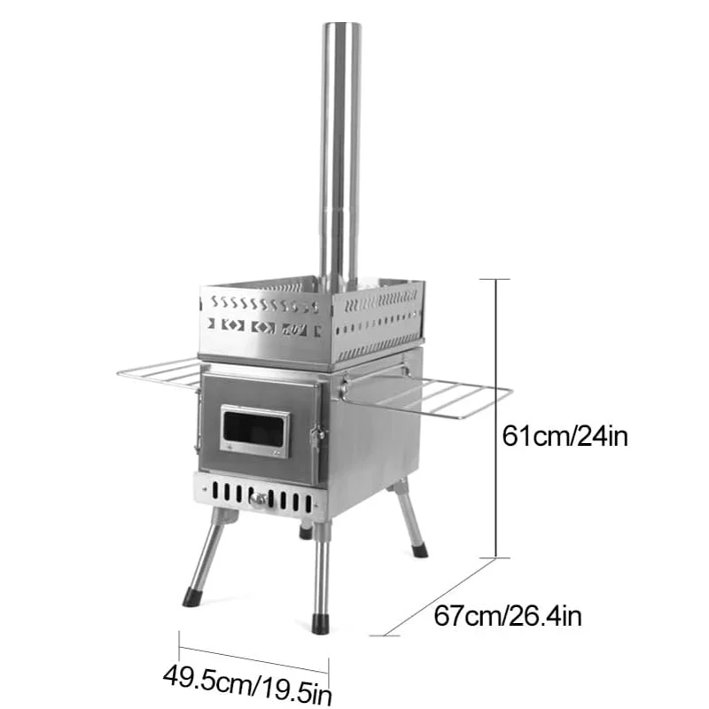 OGMIE Stainless Steel Portable Firewood Stoves Outdoor Activities Camping Picnics Firewood Heating Household Folding Design