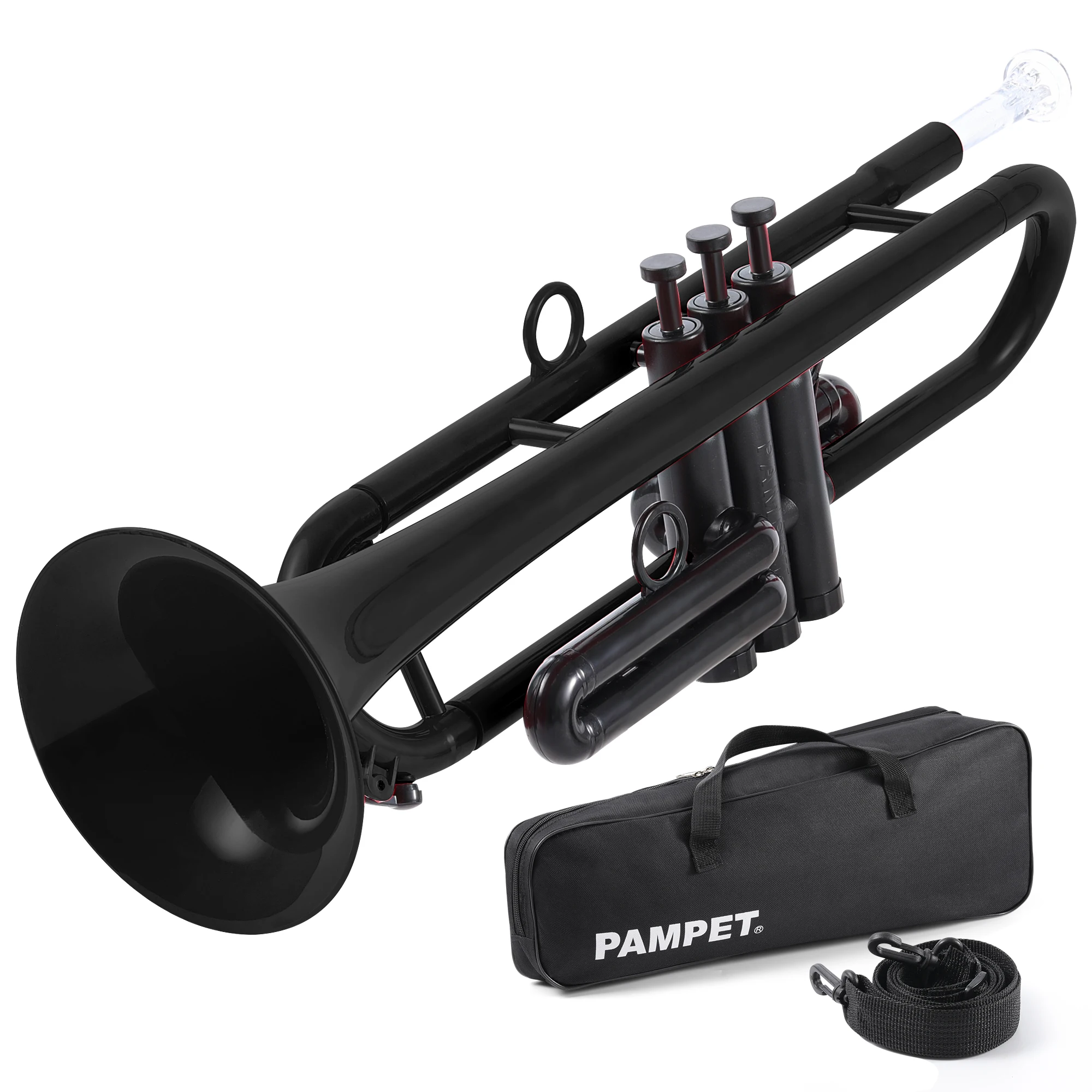 Factory Outlet Black Trumpet Plastic Standard Bb Musical Instruments Beginner Trumpet b Student Trumpet with Carrying Case
