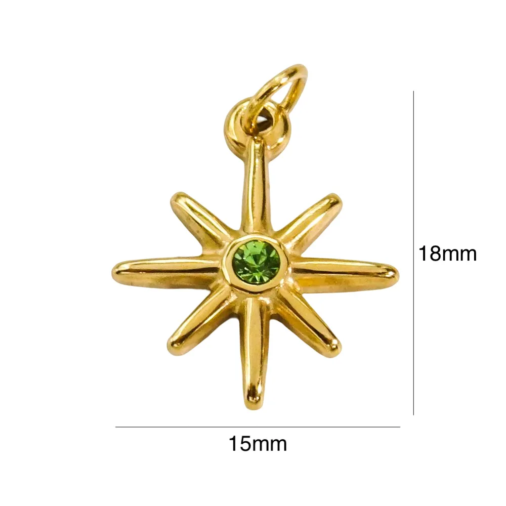 Stainless Steel Hexagram Star Charm Pendant Crystal Cubic Zirconia Star Diamond Charms For Jewelry Making