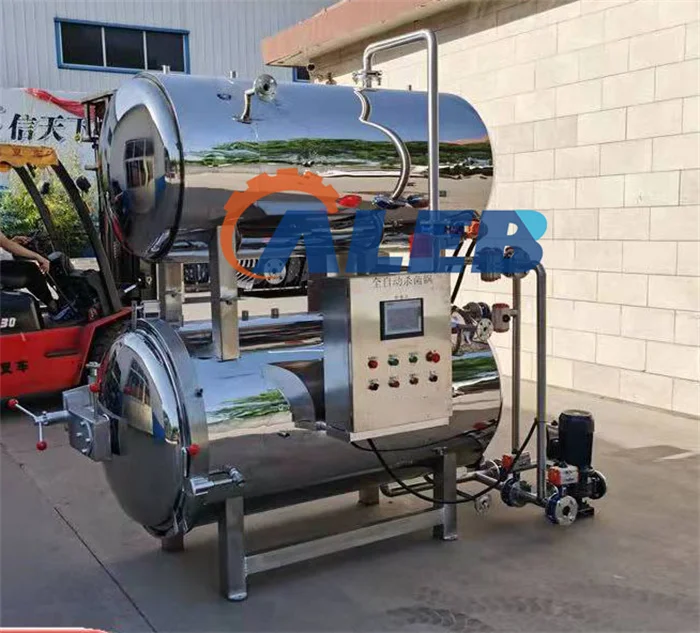 horizontal pressure steam vapor water spray olive beef meat tuna food canning pouch jars pouch