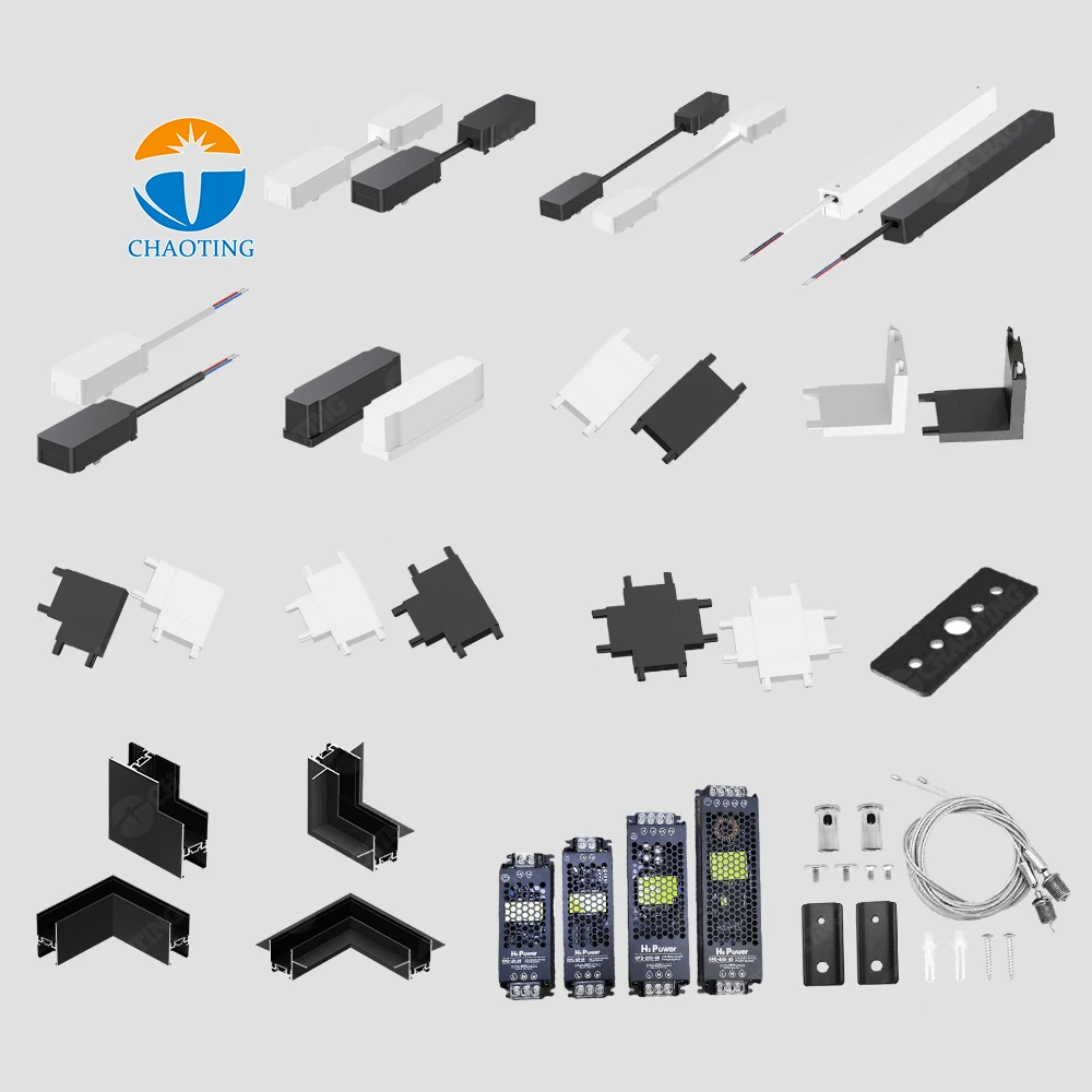 Wholesale Price Led Track Light Pendant Lamp Spotlight Connector Accessories 48V Woven Ribbon Magnet Rail Light Fixture Fittings