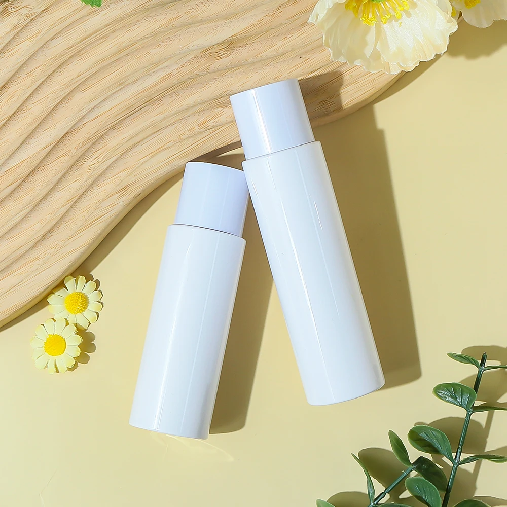 30ml 50ml 80ml 100ml 120ml 200ml pet White flat shoulder plastic bottle with lid