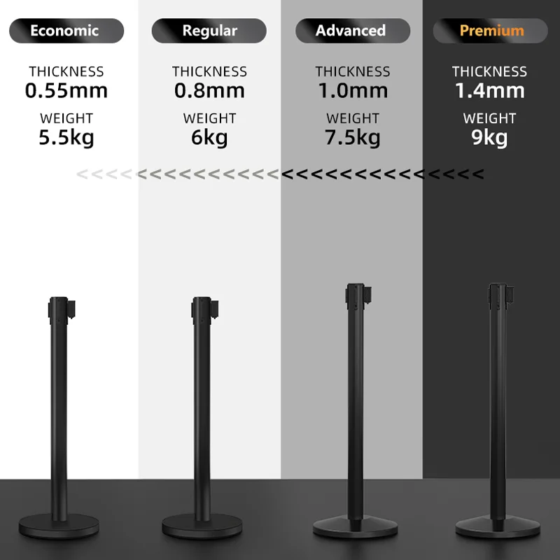 Jinke Customised Cheap Crowd Control Divider Line Stand Stanchion Post Black Gold Chrome Blue Retractable Belt Queue Barriers