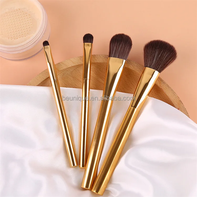 Professional Metal Handle Makeup Brush Set Kids Private Label Vegan Logo Custom Travel Luxury Gold Makeup Brush Set High Quality