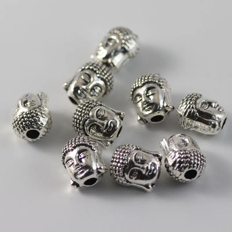 Antique Bronze Silver Gold Plated Alloy Buddha Head Beads Charm Jewelry Accessories Fit Strand Bracelets