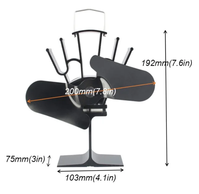 Hot Sales Freestanding Anodized Aluminium Fireplace Fan Eco Friendly Silent Wood Log Burner Fireplace Accessories Stove Top Fan