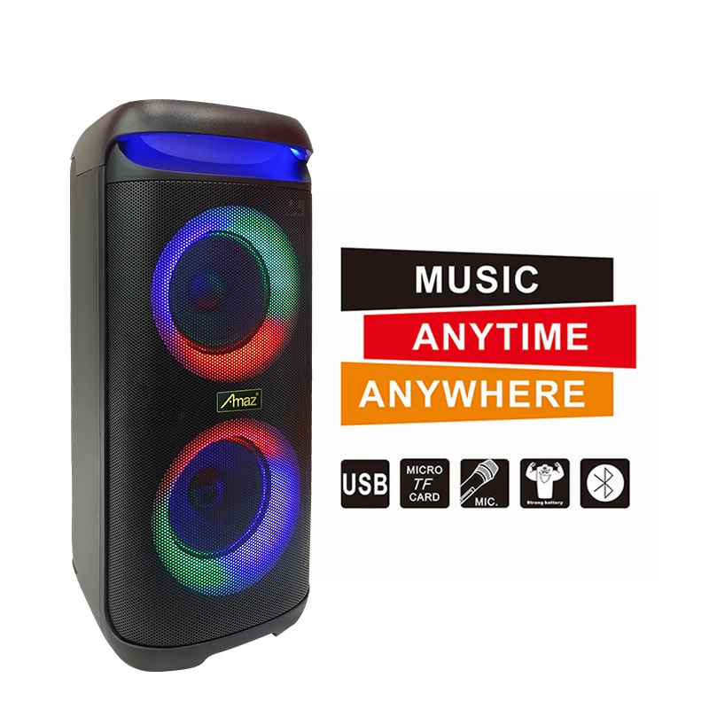 wholesale Bluetooth speaker  Dual 6.5'inch   with 6 effects of LED light colorful circle light/TWS/AUX