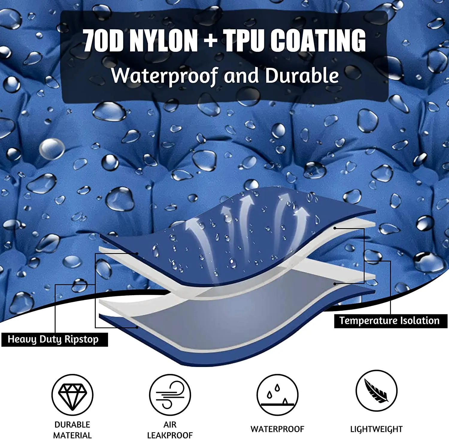 Outdoor Ultralight Sleeping Pad Built in Pump Camping Self Inflating Sleeping Mat with Air Pillow for Hiking Traveling