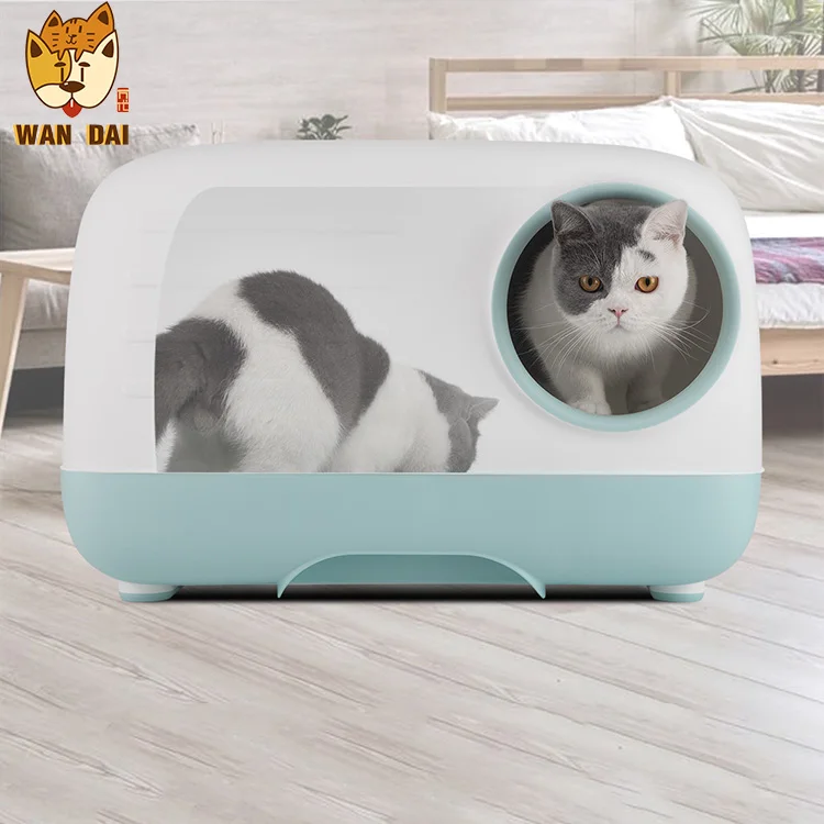 
Enclosed Cleaning Cat Toilet Colorful Cat Sand Box Fashion Square Pet Box for Small Animals 