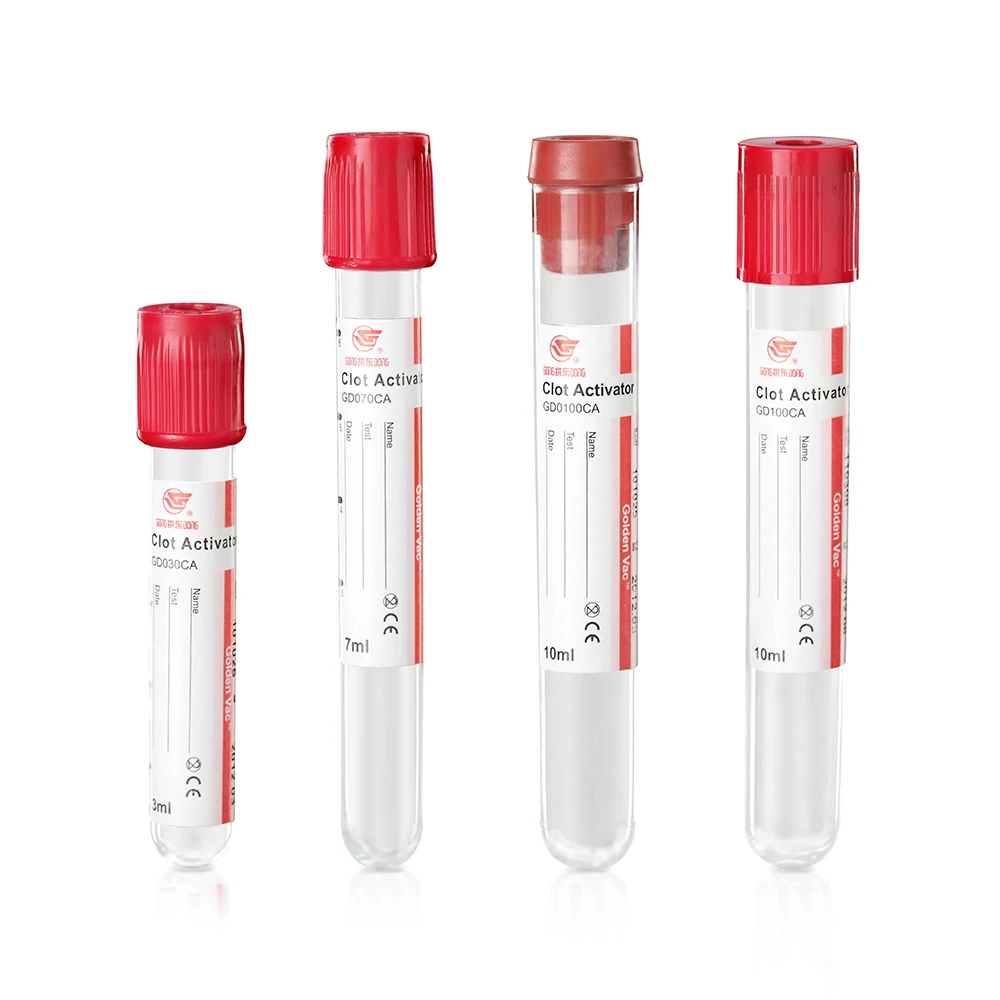 ПЭТ медицинский активатор сгустков вакуумный красный колпачок трубка для взятия крови
