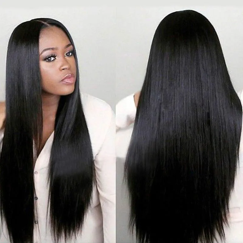 Hot Selling Lace Frontal Wigs Brazilian Straight Human Hair Wigs Long Black Straight Human Hair Wig