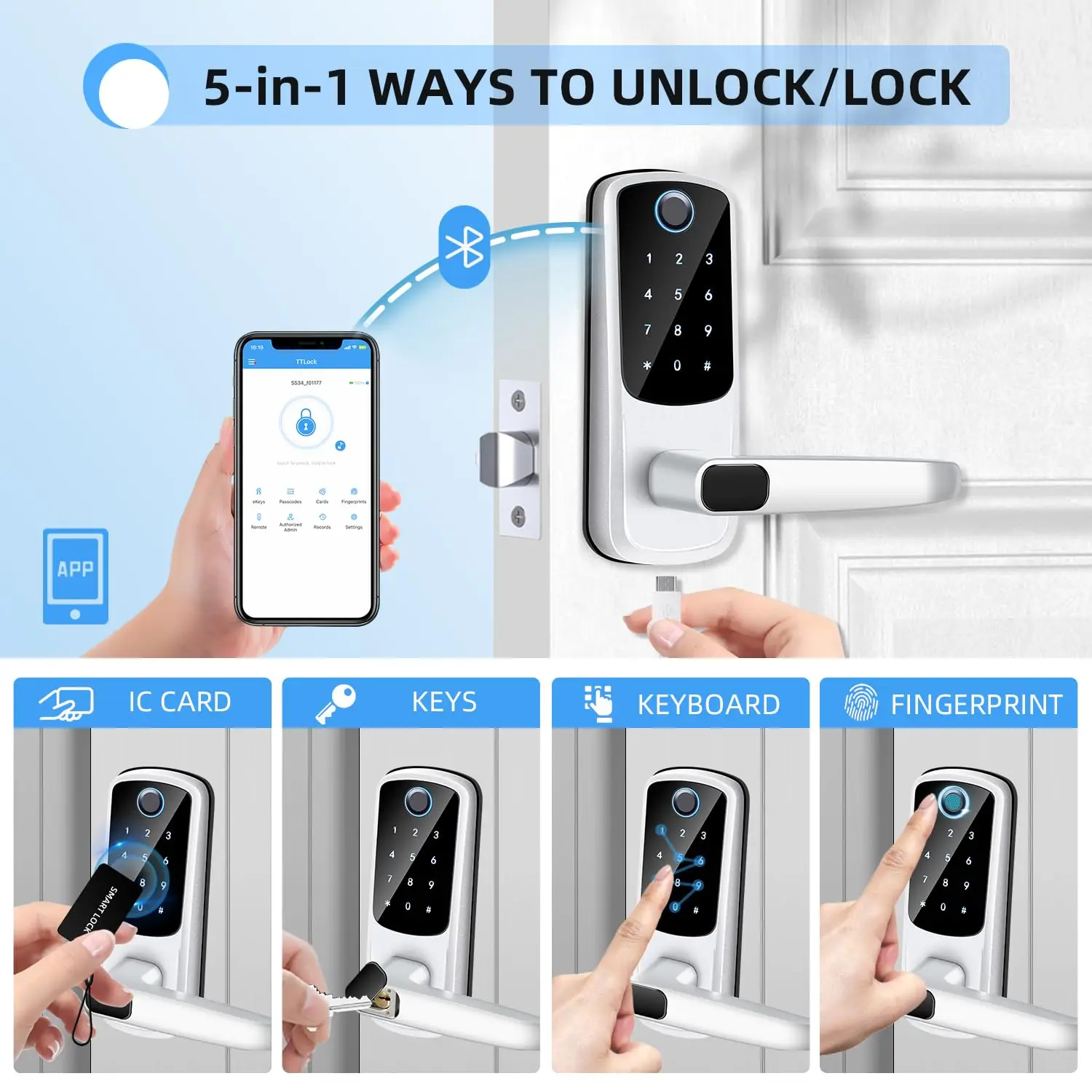 BBDHOME смарт-отпечаток пальца БЕСКЛЮЧЕВОЙ вход с двусторонней ручкой Tttlock сенсорная клавиатура цифровой дверной замок