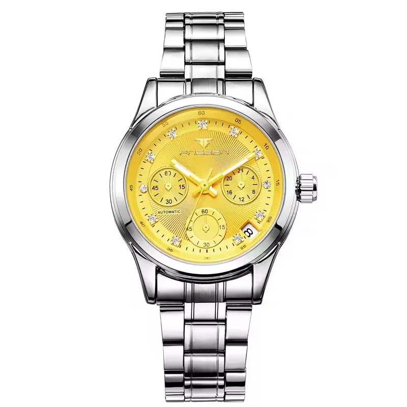 Fngeen 3579 женские Автоматические механические часы Джем Tangan Montres Reloj Роскошные модные деловые наручные из нержавеющей стали