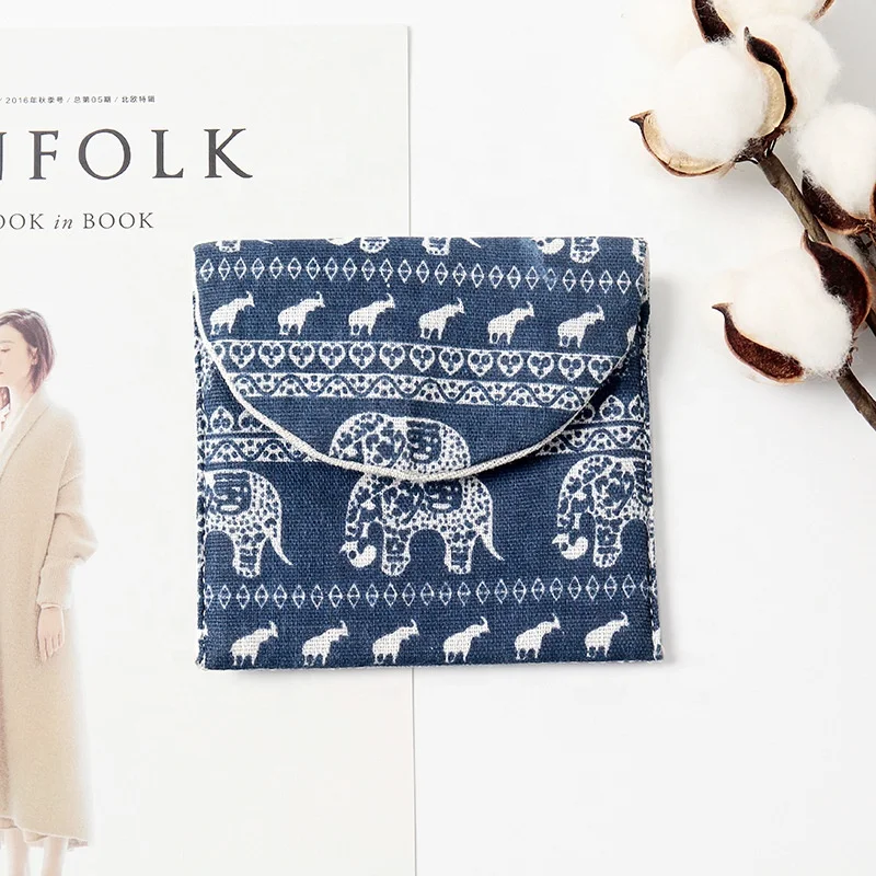 
Hot sale cotton outdoor convenient cute washable canvas sanitary pads napkin package storage bag 