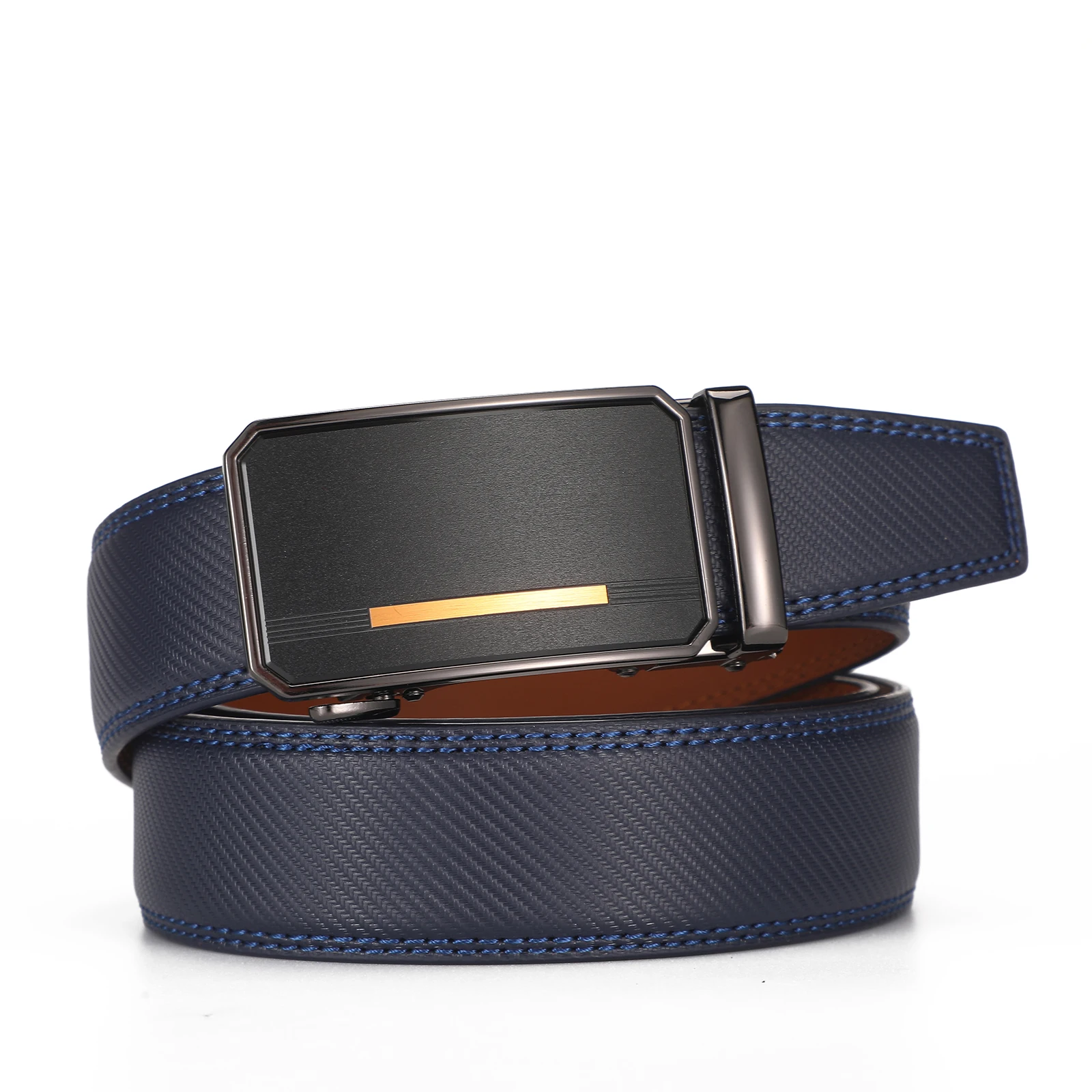 BTG Genuine Cowhide Leather Dress Belt Wholesale Custom Automatic Click Slide Buckle Alloy Material for Jeans Use for Cowboys