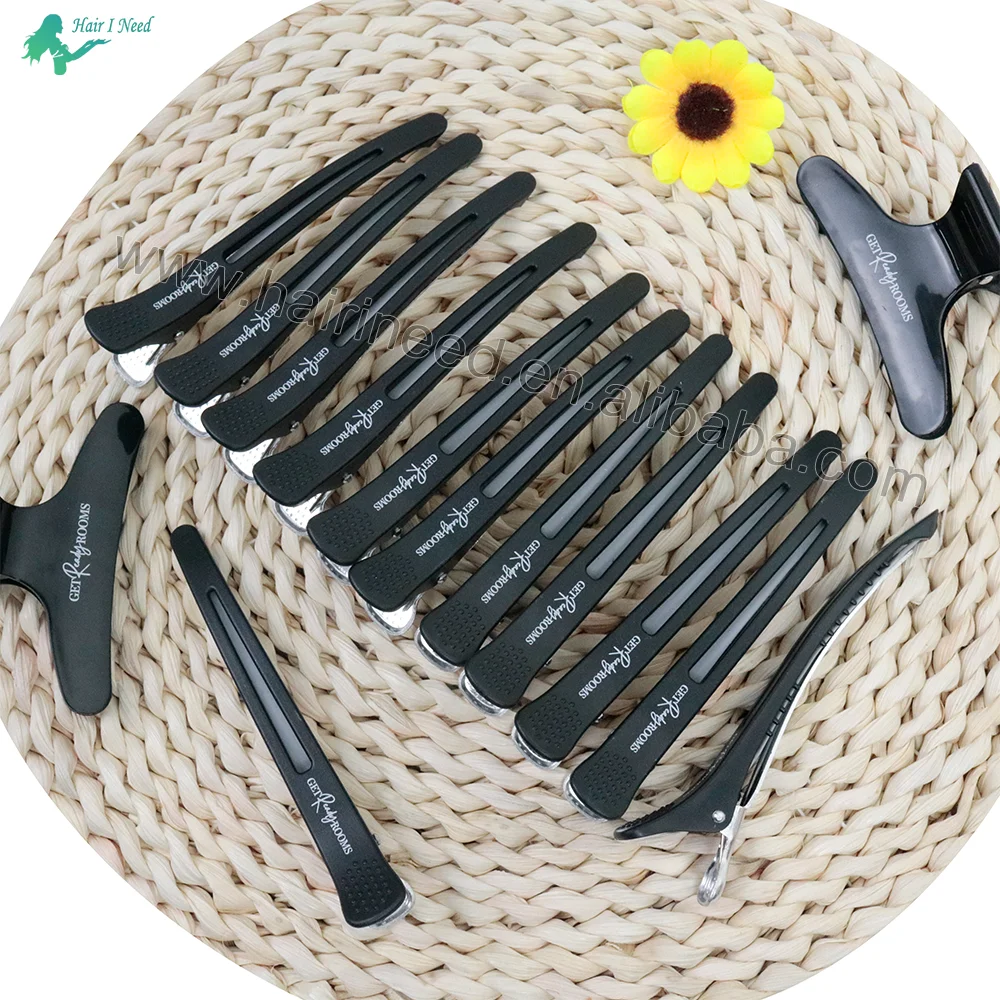 6Pc/set Home Holding Hair Styling Clip Flat Hair Clips Pro Salon Hairdressing Cutting Hairpin Styling Accessories with Logo
