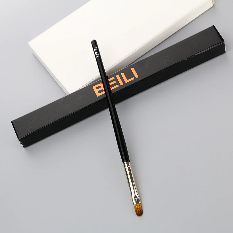 Набор косметических кистей премиум-класса BEILI, коричневые натуральные волосы ласки для макияжа, частная марка, кисти для губ, кисти для макияжа с индивидуальным логотипом