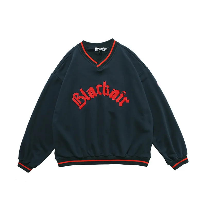 Letter embroidery V-neck baseball uniform loose hoodie vendors hoodie custom print hoodie for man
