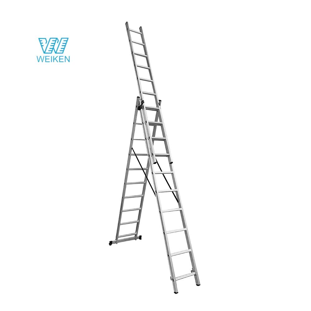 22ft 6.7M High Quality 3 Section Aluminium Step Ladders Industrial  Safety Folding Stair 4 in 1 Multipurpose Extension Ladder