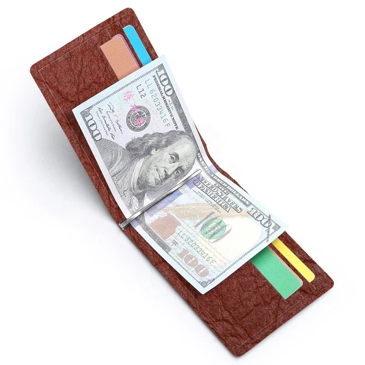 
New Biodegradable Pinatex Material Wallets Front Pocket RFID Blocking Money Clip 