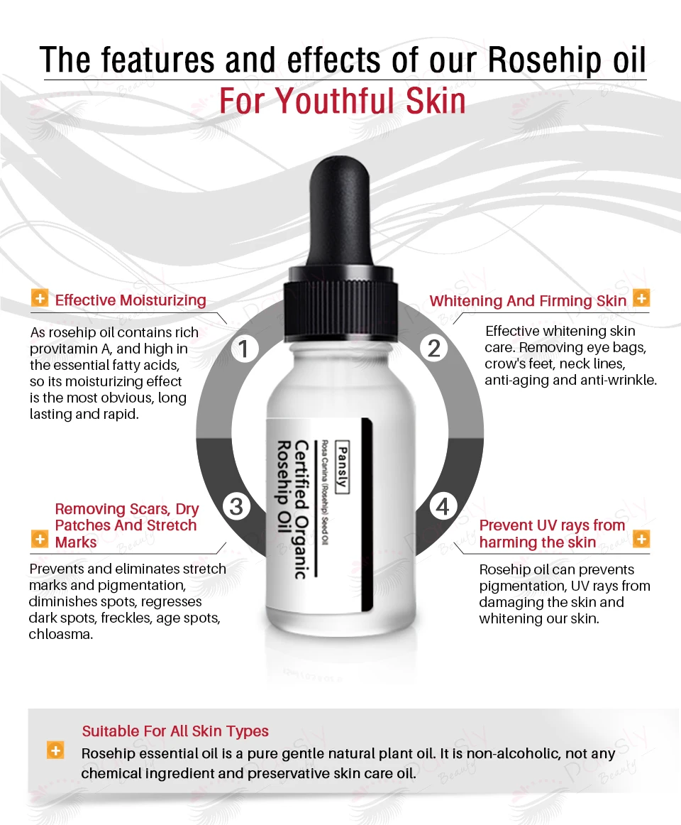 Wholesale Private Label Skin Care Rose Massage Rosehip Oil For Face Body And Hair