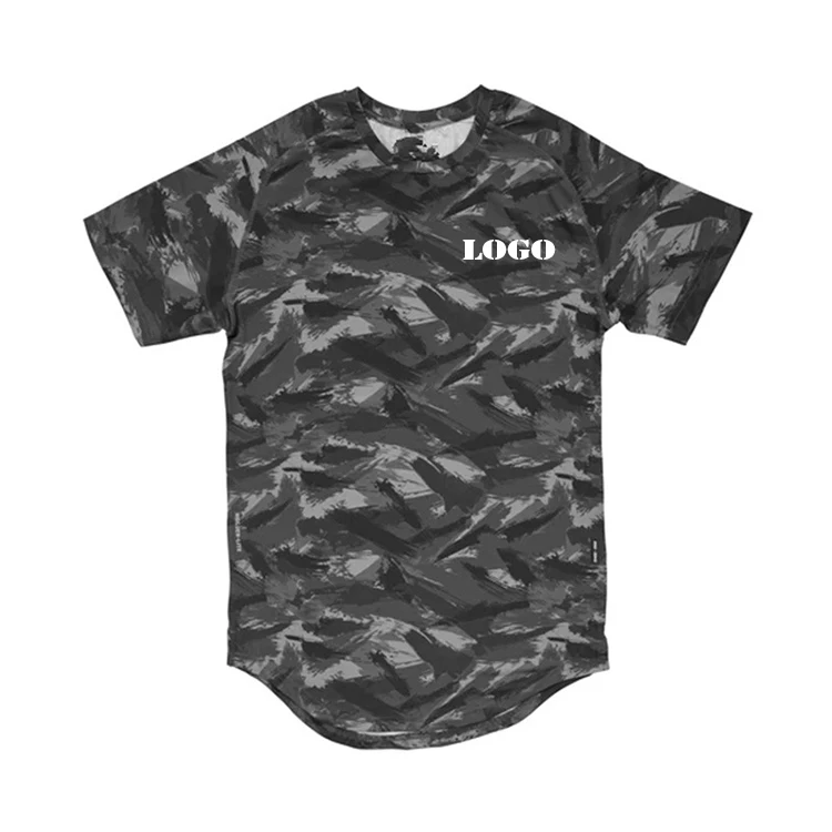Summer Men Casual Short Sport T Shirt Camouflage Printed Pattern Round Collar Sweatshirt Fitness T Shirt