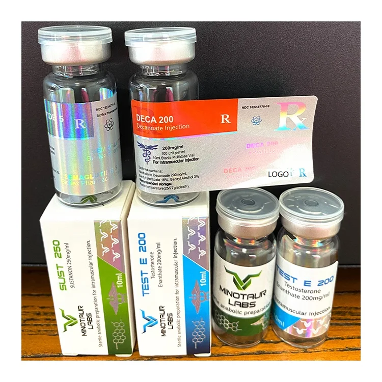 Free design templates custom logo printing injection vial label 10ml vial label and box for TEST E/ TREN E