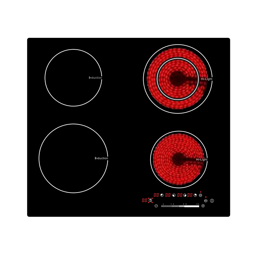ETL Certified Hybrid Cooktop for Household Use US Market Combination of 2 Induction and 2 Ceramic Electric Cooktop
