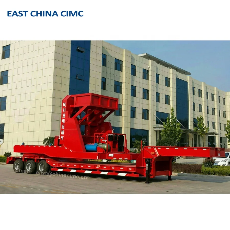 Hydraulic Steering 60M Telescopic Retractable Extendable Flatbed Trailer For Wind Turbine Blade Power Equipment Transport
