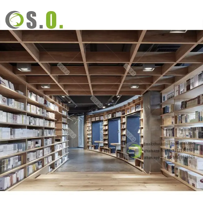 Factory Direct Sale Modern Library Furniture Steel Bookcases Shelving Reading Room Bookstore Rack Library Bookshelf