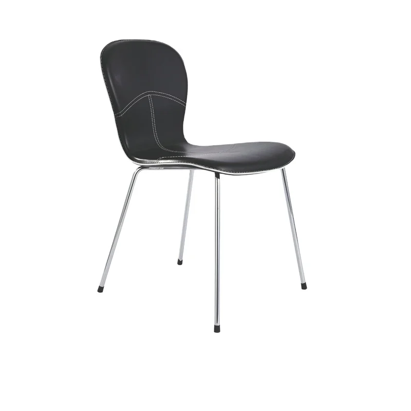 
Modern Simple Metal Legs PVC Restaurant Chair Home Coffee Black Leather Dinning Chair 