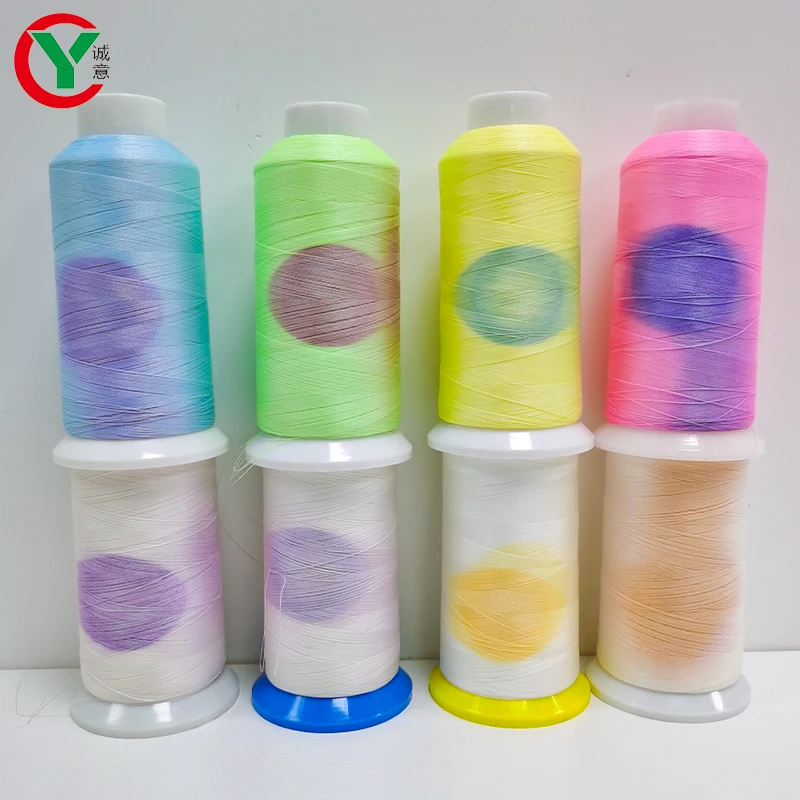 Low MOQ Multiple Color Options New Functional Yarn Embroidery Thread 100% Polyester FDY Yarn 150D/2 UV Color Changing Thread
