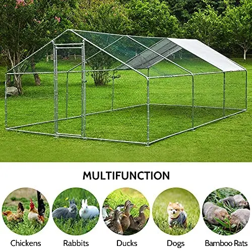 Large Metal Wire Chicken Run Walk in Chicken Coop for Poultry Hen Cage Run with Cover