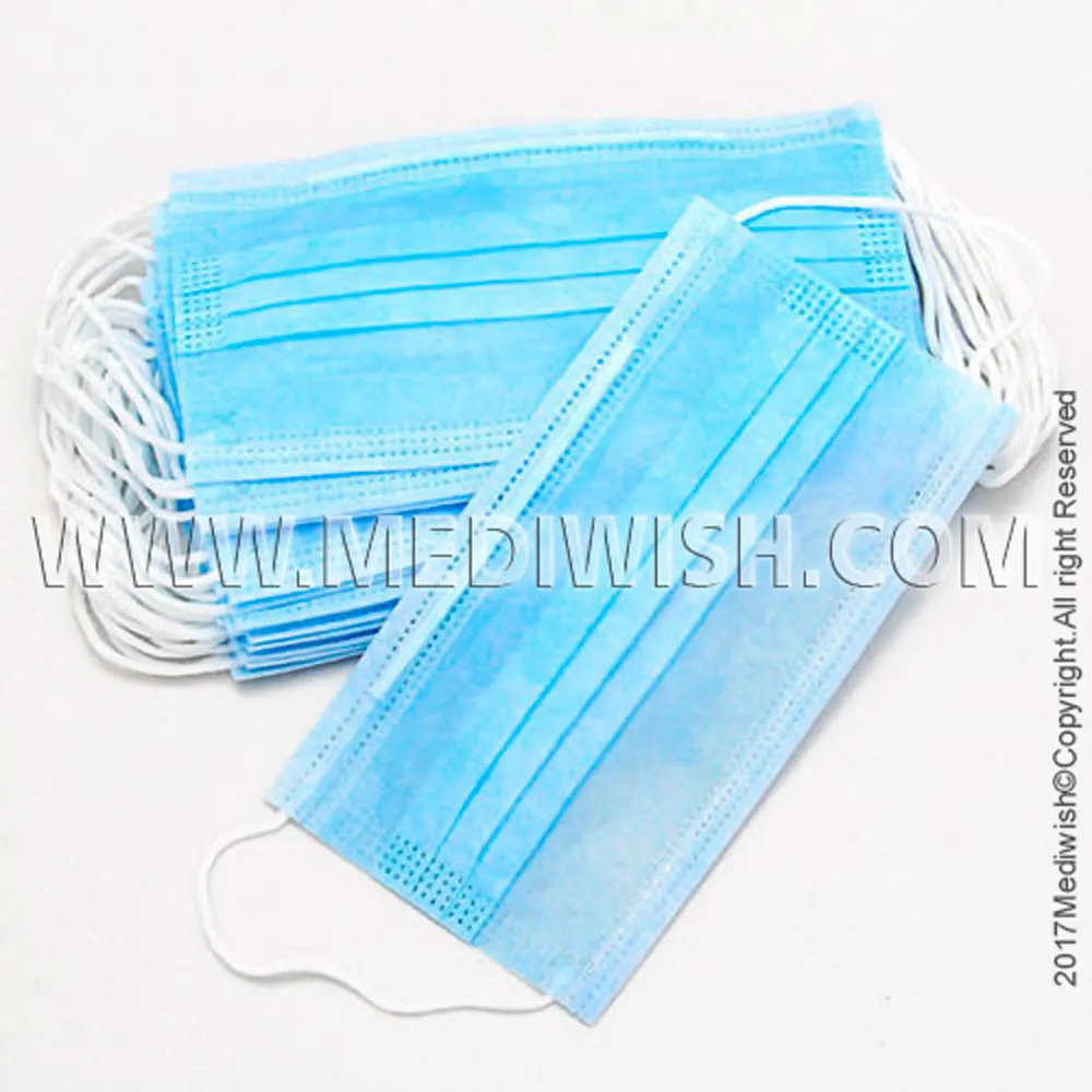 Face Mask with earloops 3 layers non sterile Non Woven Disposable Surgical