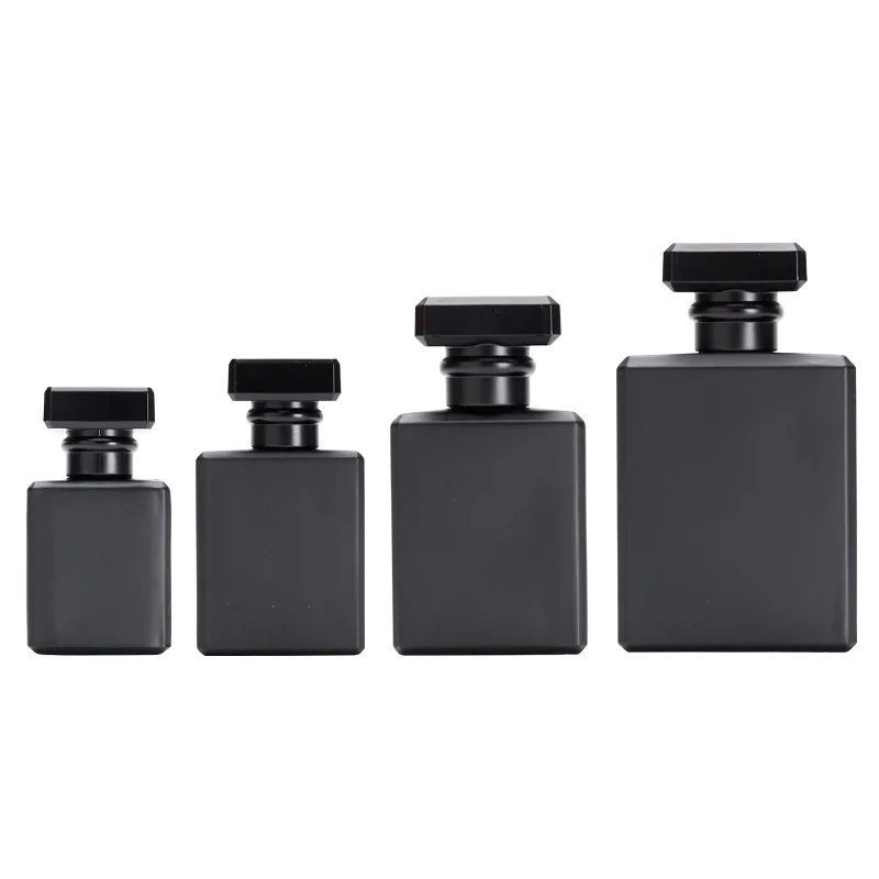 Black Empty Glass Perfume Bottle 20ml 30ml 50ml 100ml Capacity with Crimp Spray Cap for Cosmetic and Industrial Use