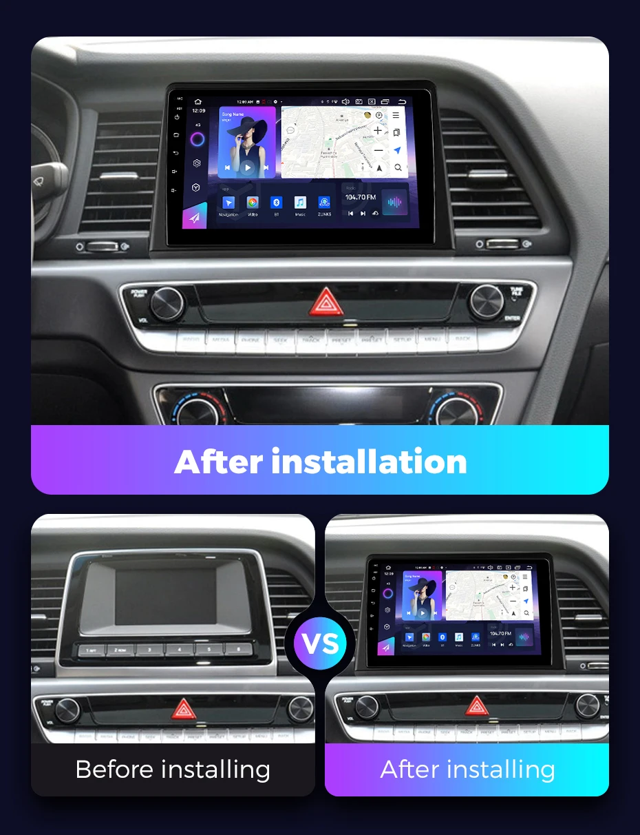 NaviFly NF Android 13 1280*720p Qled screen car navigation for Hyundai Sonata 7 2017-2019 Support rear camera dvr DAB+