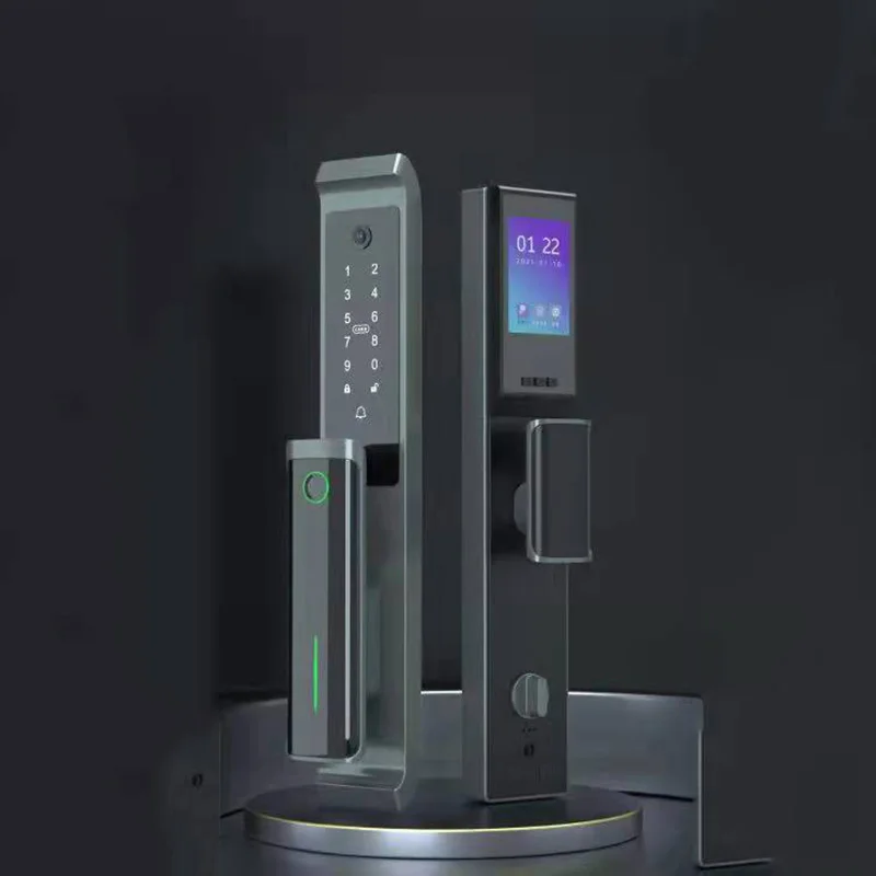 Qleung Bluetooth Hot Sale TTlock App Lock Biometric Fingerprint Code Card Key Digital Door Lock HD Camera Door Lock