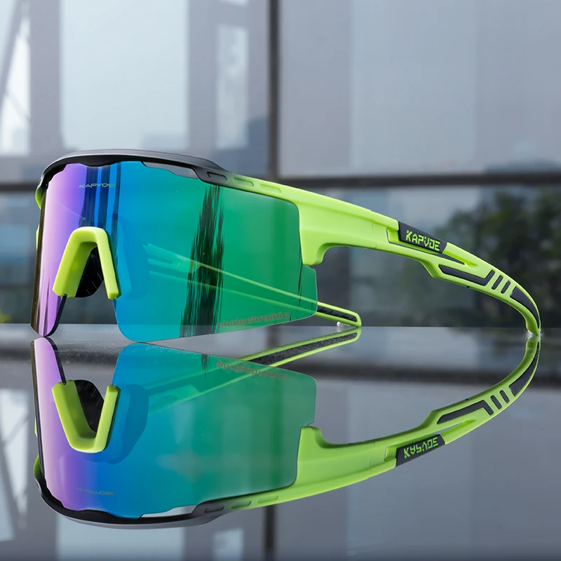 KAPVOE 2024 Photochromic  1Lens Cycling Eyewear 2023 Bike Sunglasses Running Riding Goggles Men Women Mtb Sports Bicycle Glasses