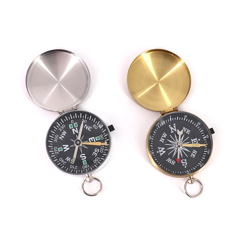 Brujula Compas Portable Metal Waterproof Luminous Compass Flip-Open Pocket Watch Compass for Outdoor Camping Hiking Navigation