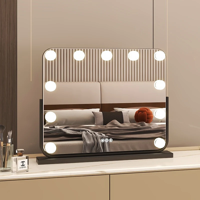 Manufacturer customized wholesale Hollywood LED Vanity Mirror with Lights Touch Screen Metal Frame with Dimmable  Makeup Mirror