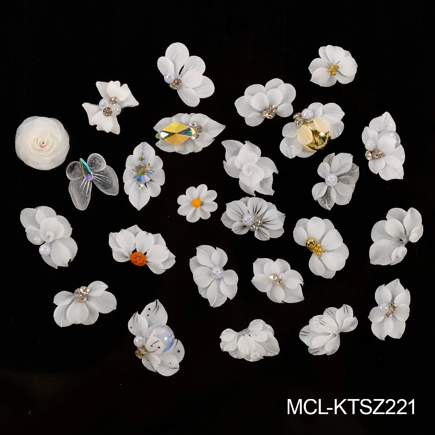 50PCS/kit Kawaii Handmade Nail Art Resin Charms 3D Design Nail Acrylic Flowers