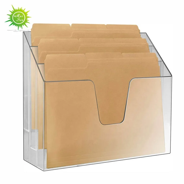 Wall mounted clear acrylic brochure magazine holder file hanging folders for office