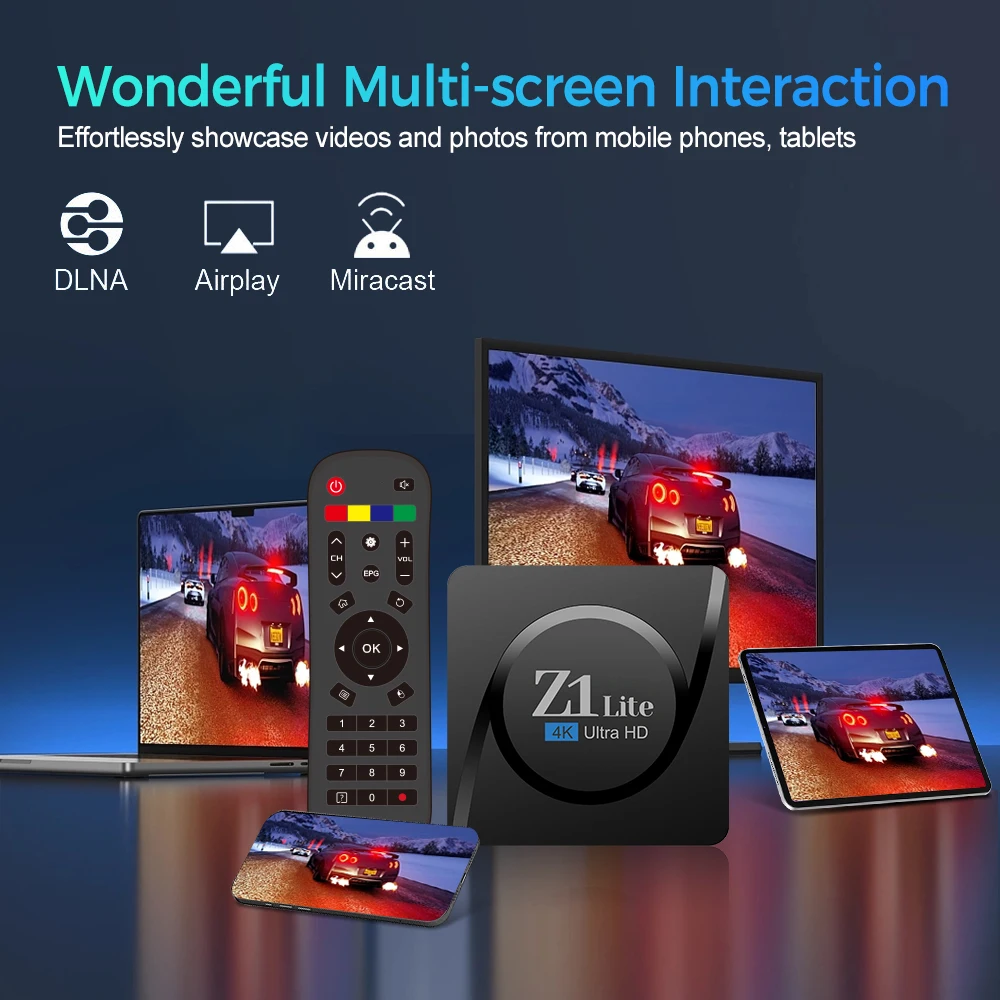 New product wholesale Android tv Box Z1 Lite Allwinner H313 4K Tv Box 2+16GB Smart OTT  TV BOX  Dual wifi with IR Remote Player