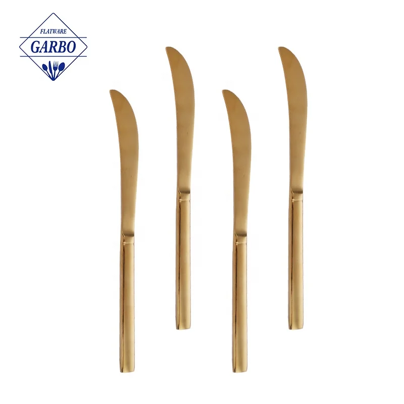 PVD Colored Wedding Luxury Cutlery Gold Knife Set Reusable 420 Stainless Steel Steak Knife Set for Home Hotel Restaurant