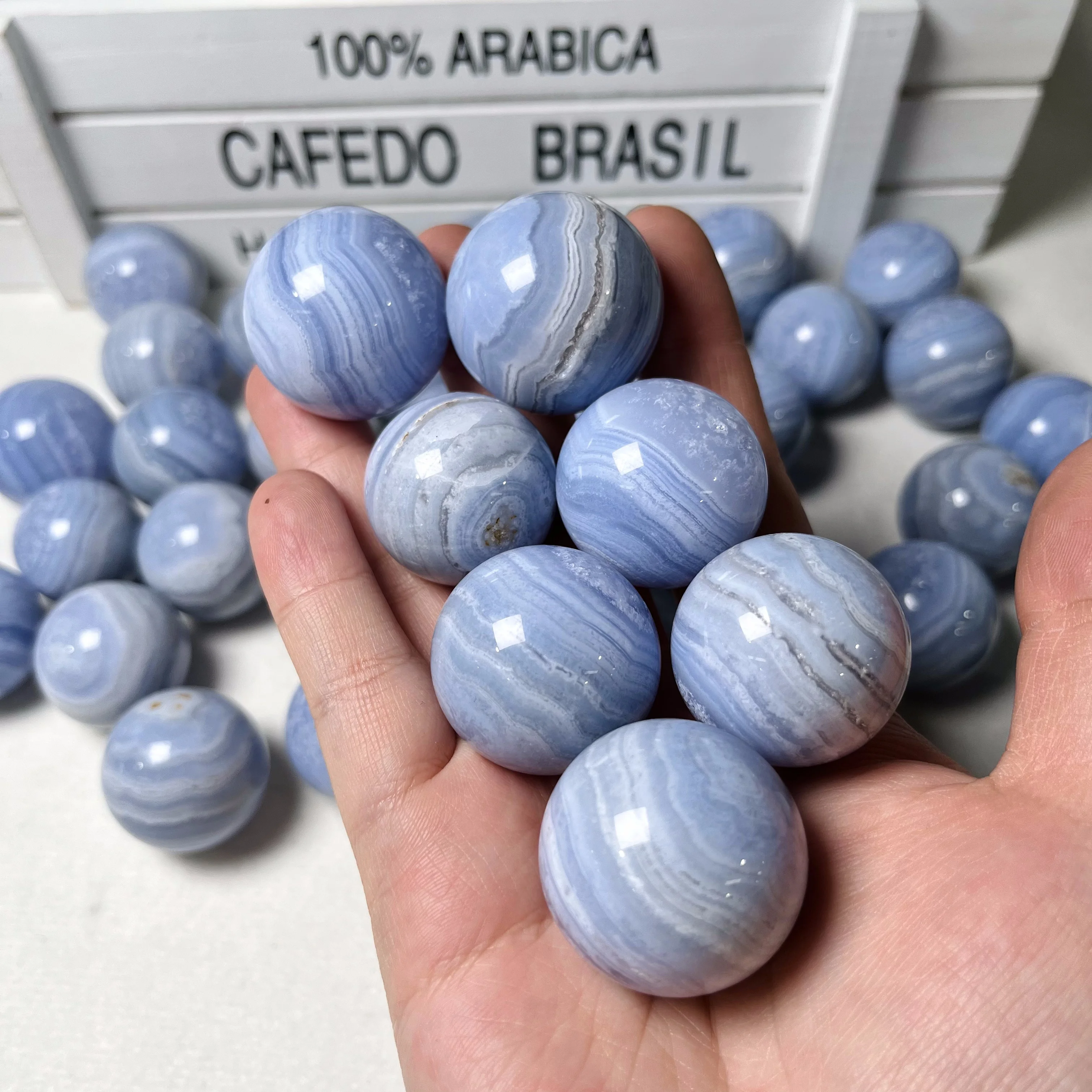 Hot Selling Blue Lace Agate Spheres Rough Stones 1 kg Crystal Ball for Unique Decor and Healing Properties