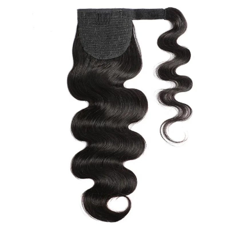 Grade 10A Water Wave Drawstring Ponytail Human Hair Brazilian With Afro Clip In Extensions 2 Combs Remy Natural Wavy Ponytail