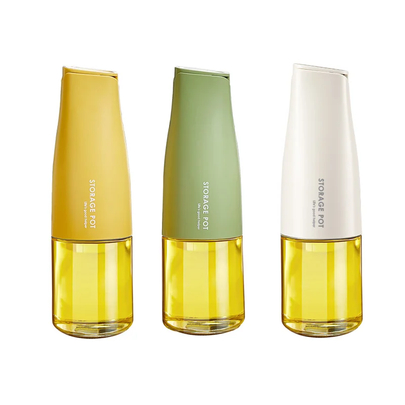 500ml Three color option Kitchen Transparent Cooking Leakproof Glass Oil Bottle With Lid