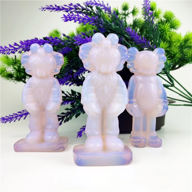 Natural Healing Stones Carving Folk Crafts Crystal Pink Opalite Statue