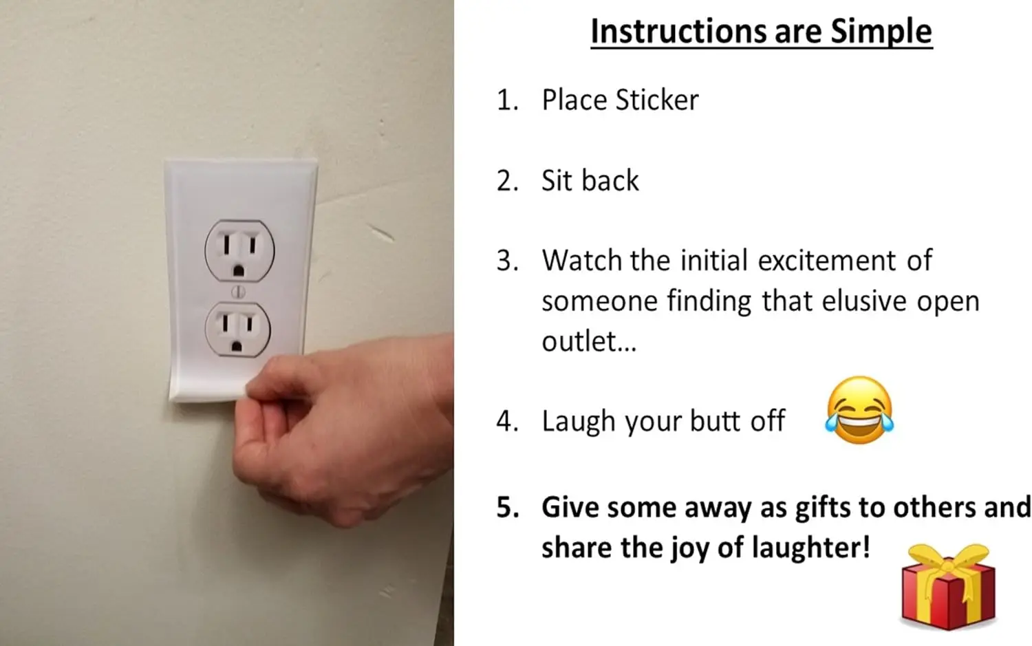 Joke fa ke  Outlet Stickers Prank Airport Wall Sockets Funny Electrical Power Plug Plate Cover Decals