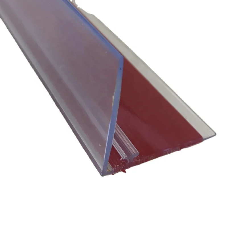 Meethope pusher system pvc supermarket shelf dividers  L shape Stopper with T rail self adhesive plastic label holder strip